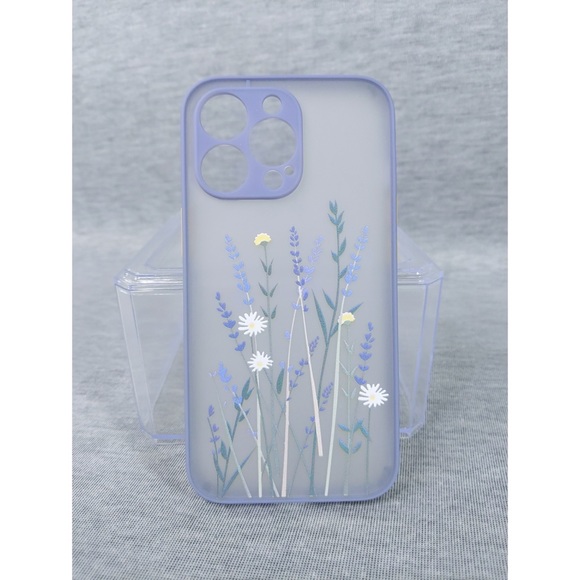 🎉 3/$20 2x 👯‍♀️Host Pick⚡️Purple Trim, ‘Frosted’ Floral Back Case- iPhone 13 Pro - Picture 6 of 11